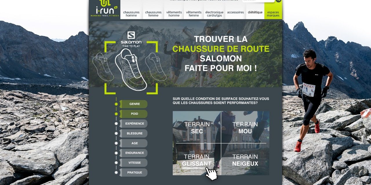 Shoe Finder Salomon, le nouvel outil du site i-Run.fr pour réussir son achat sur internet.